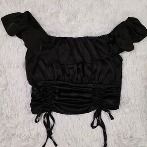 Chic Black Off-Shoulder Women's Blouse